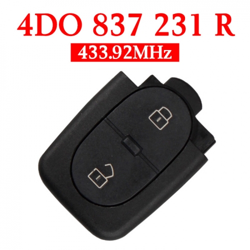2 Buttons 433.92 MHz Remote Key for Audi 2 Button - 4D0 837 231R