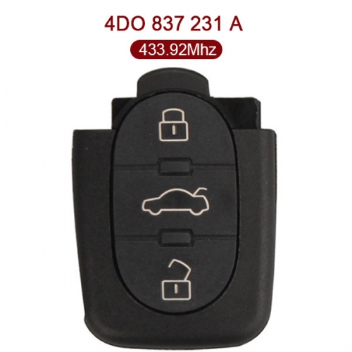3 Buttons Remote Key for Audi - 433.92 MHz 4D0 837 231A for Europe South America