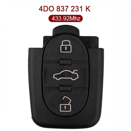 3 Buttons 433.02 MHz Flip Remote Key for Audi A6 TT - 4D0 837 231K