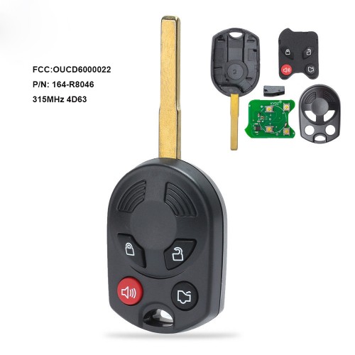 Remote Key 4 Button 315MHz 80Bit 4D63 for Ford C-Max Escape Focus