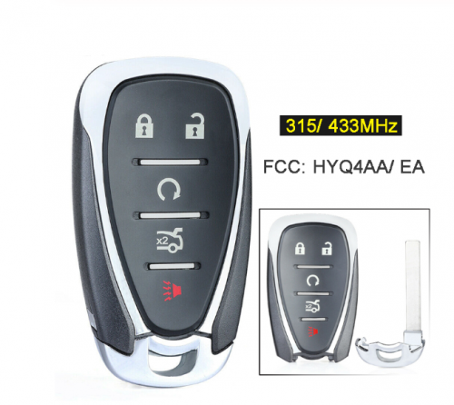 315/433MHz ID46 Chip HYQ4AA HYQ4EA Smart 5 Button Remote Key Fob for Chevrolet Camaro Equinox Cruze Malibu Spark 2016-19
