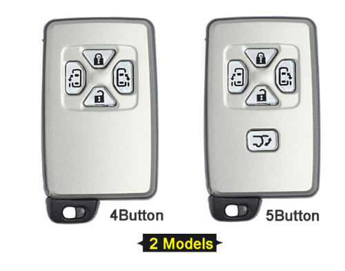 Toyota Alphard Estima Vellfire Smart Card Remote Car Key Shell Case Fob 4/5 Button With Uncut Blade White Color