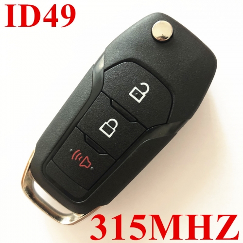 3 Buttons 315 MHz Flip Remote Key for Ford ID49 N5F-A08TAA  Hu101 key blade With Logo