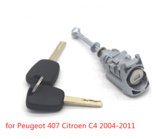Front Left Door Lock Cylinder Barrel with 2 keys for Peugeot 407 Citroen C4 2004-2011 Picasso 2006-2008