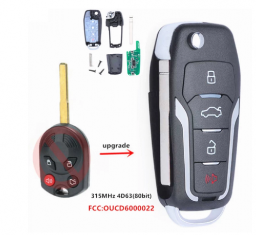 New Upgraded Car Remote Key Fit for Ford C-MAX Escape F-350 Focus Transit 315MHz 4D63(80bit) HU101 Blade FCC:OUCD6000022
