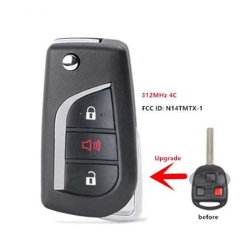 Upgrade Replacement Remote Key Fob for Lexus RX300 1999 2000 2001 2002 2003 FCC:N14TMTX-1 - 4C chip