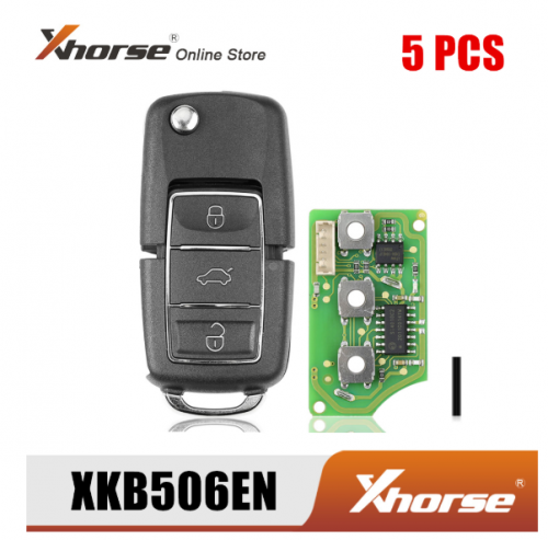 Xhorse XKB506EN Wire Remote Key for VW B5 Flip 3 Buttons Extreme Black English Version 5pcs/Lot