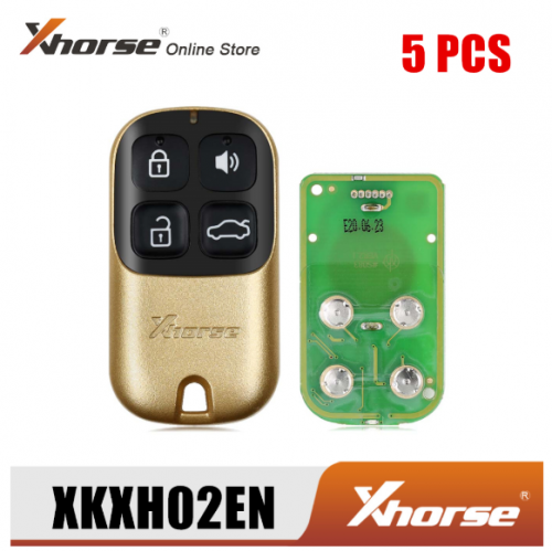 XHORSE XKXH02EN Universal Remote Key 4 Buttons Golden Style English Version for VVDI Key Tool 5pcs/Lot