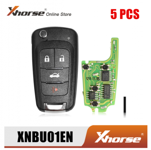 Xhorse XNBU01EN Wireless Remote Key for Buick Flip 4 Buttons English Version 5pcs/Lot