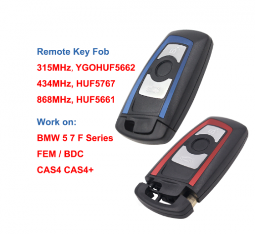 3 Buttons Remote Key Fob 315MHz YGOHUF5662,434MHz HUF5767,868 MHz HUF5661 for BMW 5 7 F Series FEM / BDC,CAS4,CAS4+