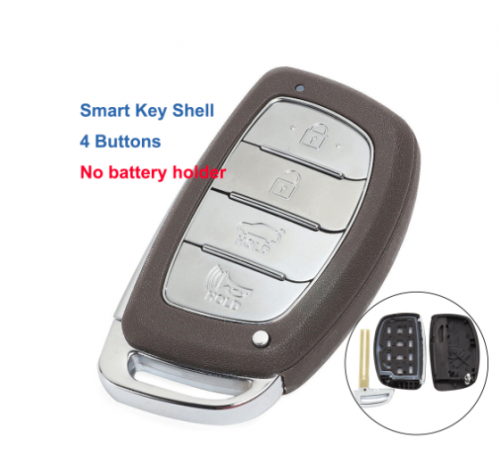 Replacement Uncut Smart Remote Key Shell Case 4 Buttons for HYUNDAI IX25 IX35 Sonata Tucson 2014-2018, No battery holder
