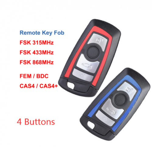 4 Button Remote Key FSK 315 / 433 / 868MHz PCF7953 for BMW F Chassis FEM / BDC CAS4 CAS4+,YGOHUF5662, YGOHUF5767, HUF5661
