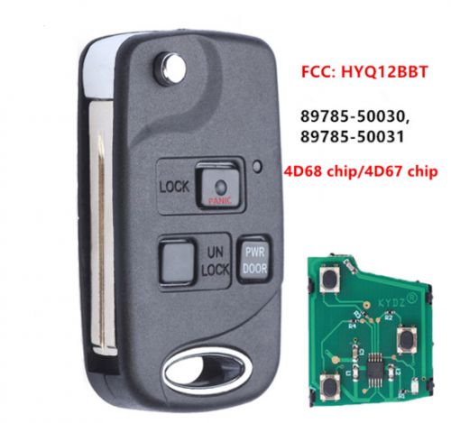 Folding Flip Remote key Fob 3 Button 4D67 chip/4D68 chip for Lexus EX330 RX330 2004 2005 2006 2007 -FCC: HYQ12BBT
