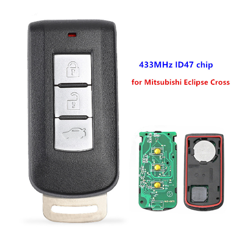 Replacement Keyless Entry Remote Fob Smart Key 3Button 433MHz ID47 chip for Mitsubishi Eclipse Cross 2017 2018 2019 2020