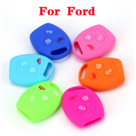 Hot silicone car key cover case shell fob Fit For Ford Focus Mondeo Festiva Fusion Suit Fiesta KA 3 button remote key shell