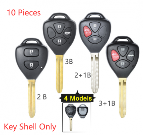 10 pcs for Toyota RAV4 Avensis Verso Camry Corolla Hilux Prado Remote Car Key Shell Case Fob 2/3/2+1/3+1Button TOY43 Blade