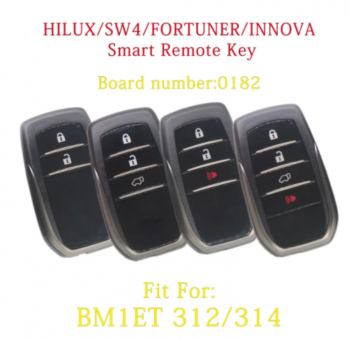 Toyota HILUX INOVA FORTUNER SW4 Car Keyless Entry Remote 0182 Board Fccid:B1MET 312/314MHZ 8A CHIP with Logo