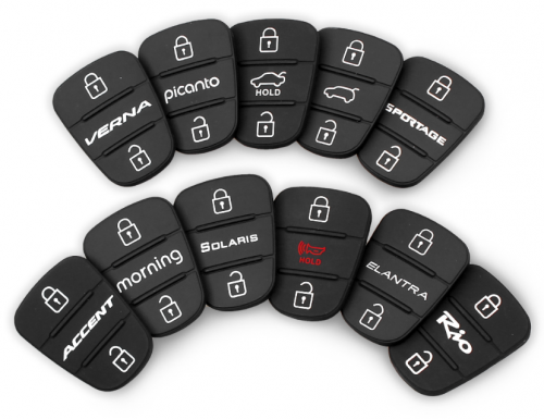 Rubber Button Pad For Hyundai I30 IX35 Solaris Accent Elantra Sportage Hold Kia K2 K5 RIO Verna Flip Car Remote Key Shell