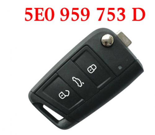 Original 3 Buttons 434 MHz MQB Type Flip Remote Key for Skoda Octavia 2012-2018 - 5E0959753D ( 5E0 959 752 )