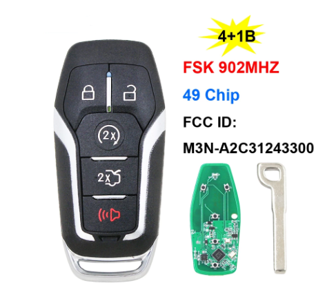4+1/5B Smart Remote Key FSK 902MHz HITAG PRO M3N-A2C31243300 for Ford Fusion Explorer Edge Mustang F150 F250 F450 350 Super Duty
