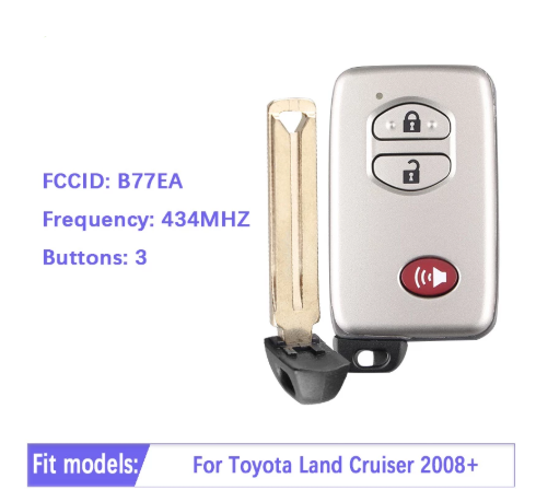Aftermarket 3 Button 433Mhz Toyota Land Cruiser 2008+ Smart Key B77EA P1 98 4D-67 Chip 89904-60440 89904-60790