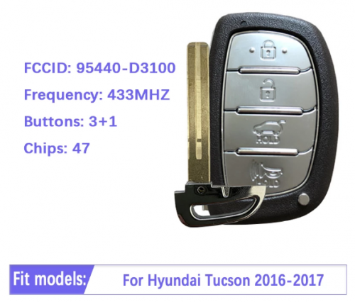 Hyundai Tucson 2016-2017 4-Btn Smart Key TQ8-FOB-4F07 95440-D3100