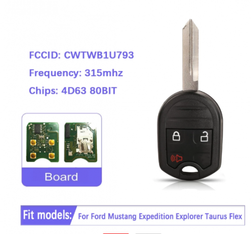 Remote Key Control Transmitter 3 Button 4D63 Chip for Ford CWTWB1U793