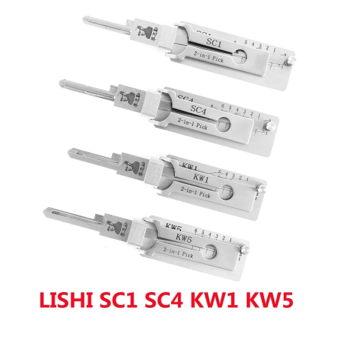 Lishi 2-in-1 Lock Pick KW1 KW5 SC1 SC4 cylinder locks -- Total 4 pieces