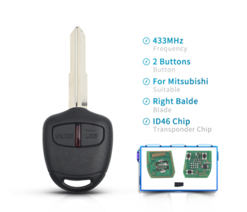 2 Buttons Remote Control key Fob 433Mhz With ID46 Chip for MITSUBISHI Triton Pajero Outlander ASX Lancer MIT8 Lama