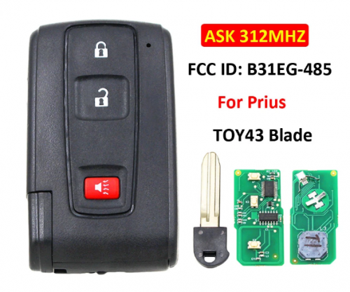 2+1/3B Remote Car Key for Toyota Prius Hybrid 2004-2009 ASK 312MHz FCC ID: M0ZB31EG / MOZB31EG B31EG-485 89994-47061 TOY43 Blade