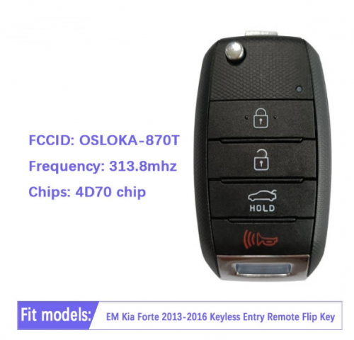 Original 95430-A7400 Genuine Kia Forte 2013-2016 Keyless Entry Remote Flip Key OSLOKA-870T (YD-TP) 4D70 Chip 313.8 Mhz 4 Buttons