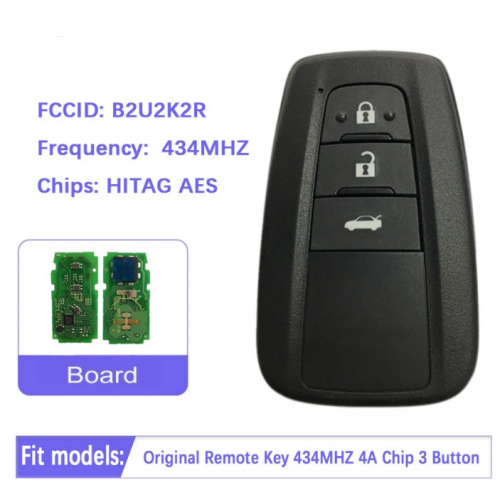 For Toyota Corolla Smart Key 434MHZ 4A Chip FCCID:B2U2K2R PN 61E466-0010