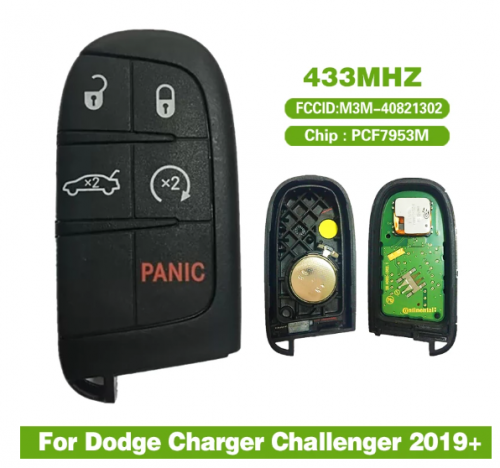 Original 5 Button Smart Car Key Control For Dodge Charger Challenger 2019+ M3M-40821302 433Mhz AES PCF7953M Keyless Go