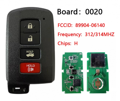 Aftermarket 4-Button 2012-2020 Toyota Smart Key With 312/314/315 MHZ PN 89904-06140 HYQ14FBA G BOARD 281451-0020