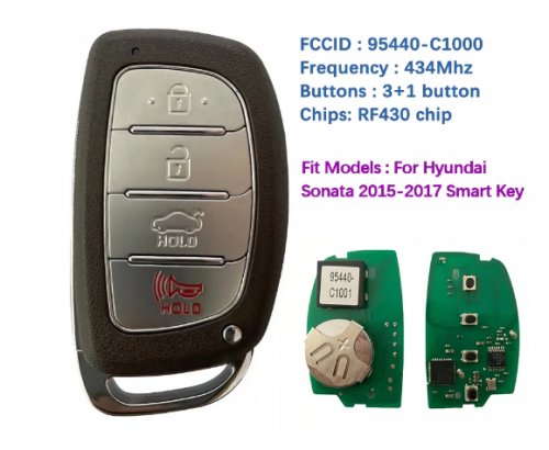 4 Buttons Smart Key For Hyundai Sonata 2015-2017 Remote 433MHz 8A Chip 95440-C1001 95440-C1000 CQOFD00120