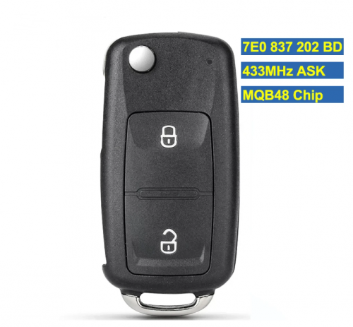 433MHz MQB48 Chip 7E0837202BD Remote Key Fob for Volkswagen VW Amarok Transporter T6 7E0 837 202 BD