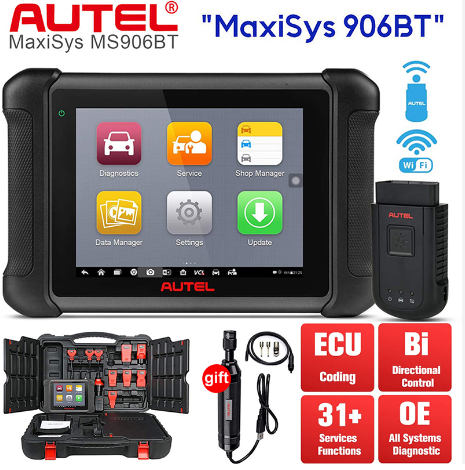 Free Update Online for 2 Years AUTEL MaxiSys MS906BT Advanced Wireless Diagnostic Devices for Android Operating System  With 1 piece Autel MV105S free