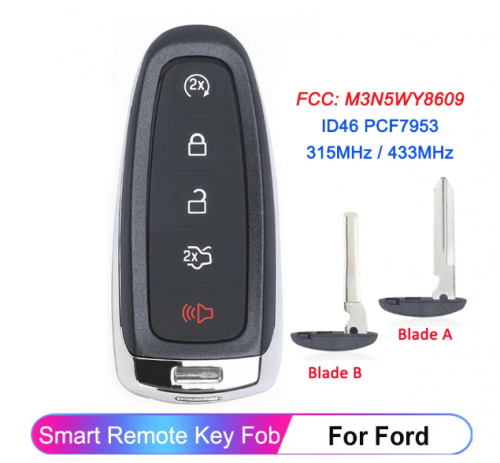 315/433 MHz ID46 PCF7953 M3N5WY8609 For Ford Edge Escape Expedition C-max Taurus Flex Focus 5 Button Smart Remote Key Fob