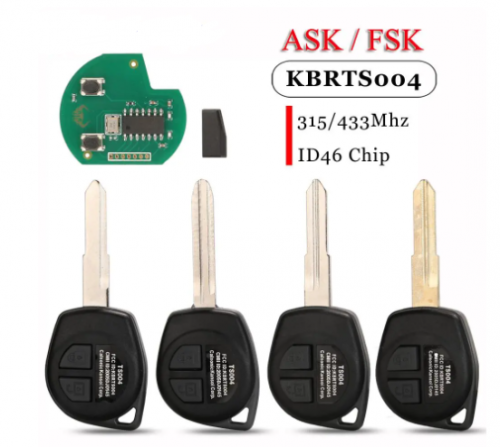 ASK FSK KBRTS004 2Buttons Car Remote Key 315Mhz/ 433Mhz ID46 Chip For Suzuki Swift Sx4 Alto Vitara Ignis Jimny Splash With logo Suzuki
