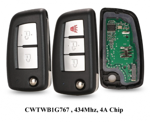 2/3 Buttons 433MHz 4A PCF7952E Flip Remote Key For Nissan Qashqai J11 Pulsar C13 Juke F15 X-Trail T32 Micra CWTWB1G767
