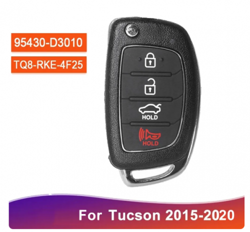 95430-D3010 TQ8-RKE-4F25 TQ8-RKE-4F16 Flip Remote Smart Key Fob 4 Button 433MHz Keyless Entry for Hyundai Tucson 2015-2020 With Logo