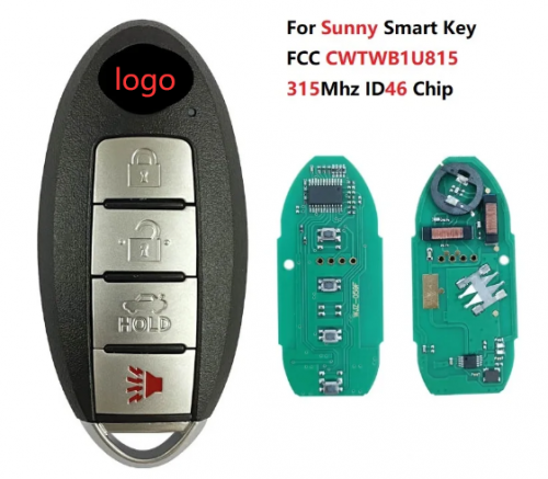 4 Button Smart Card Auto Remote Key For Nissan Sunny With 315Mhz ID46 PCF7952 Chip FCC CWTWB1U815 With Logo