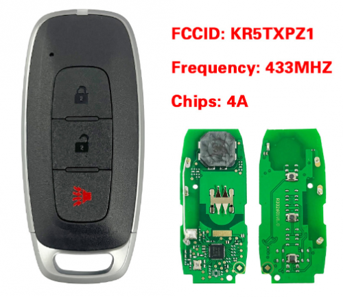 FCC:KR5TXPZ1 For Nissan Rogue Kicks Versa Ariya Pathfinder 2023 Smart Key Remote 433MHz 4A Chip No Logo
