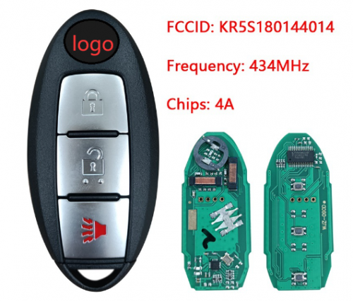 For Nissan Rogue Kicks Proximity Smart Key KR5TXN3 434MHZ 4A CHIP FCC S180144105 285E3-4CB1C With Logo