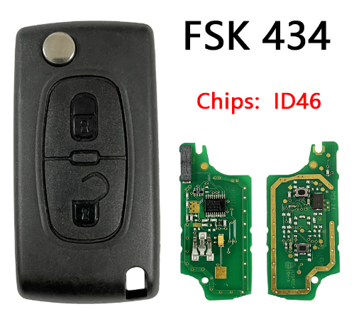 Original CE0536 434Mhz FSK Flip Key For Peugeot 307 407 308 607 For Citroen C2C3 C4 C5 C6 C8 2011-2013 Remote 2 Button With Logo