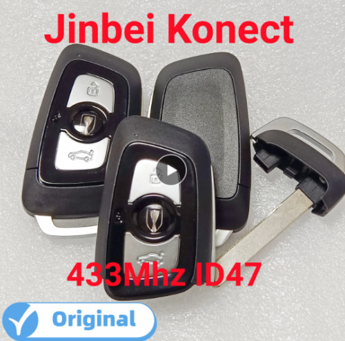 100% OEM Genuine Smart Key With 433Mhz 7953 HTAG ID47 Chip For Brilliance Jinbei Konect SUV 2019-2022 With Logo