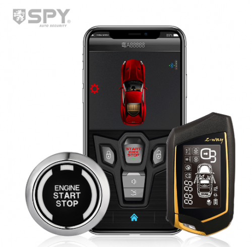 SPY 2 Way Car Alarm System Automatic Remote Start Anti-theft Car Alarm System Universal PKE With APP & Engin Stop Push Button