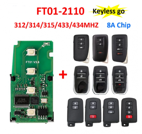 Lonsdor FT01-2110 314/312/433MHz Keyless go Smart Remote Car Key for Toyota/Lexus Control Transmitter Circuit Board PCB 8A Chip With Key Shell Logo