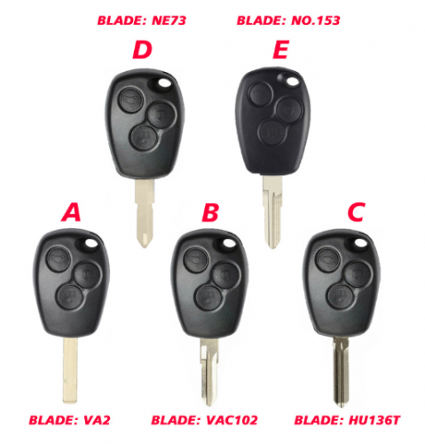 Key Shell for Renault 3 Buttons With VA2 VAC102 HU136T NE73 #153 Key Blade No Logo