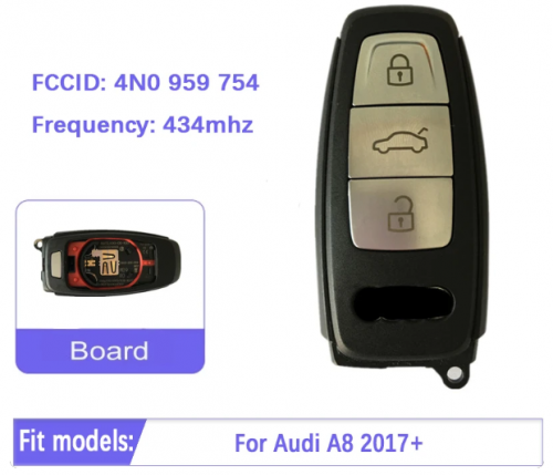 Original Smart Remote Key Control Car Fob 3 Button For Audi A8 2017+ 434MHz Keyless Go 4N0959754 FCCID 4N0 959 754 With Logo